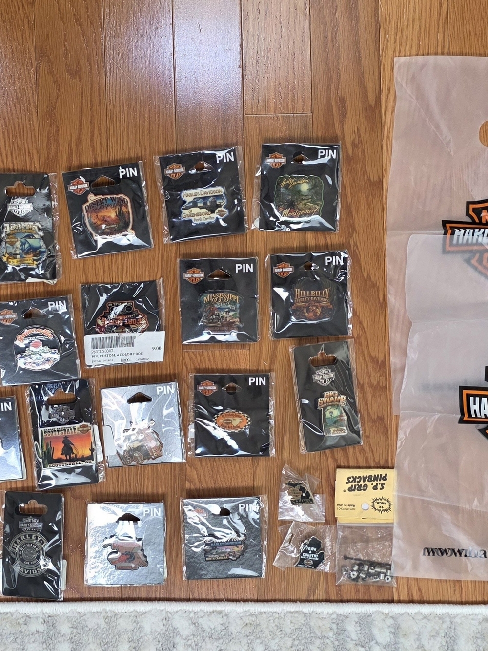 Lot Of 25 Genuine Harley Davidson Collector Pins Various States And Pin Backs